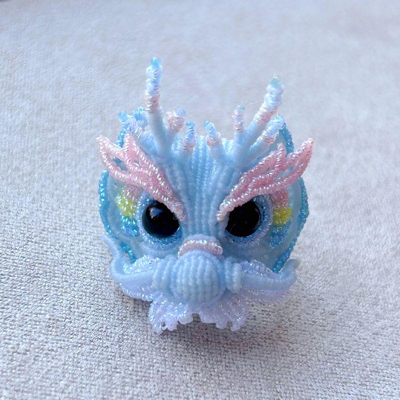 

[Готовое изделие] Плетеные вручную маленькие молочные блоки Дракон Фулун Благословение Аксессуары для крана Подарок на первый год жизни ребенка Можно носить как браслет или ожерелье Light Blue