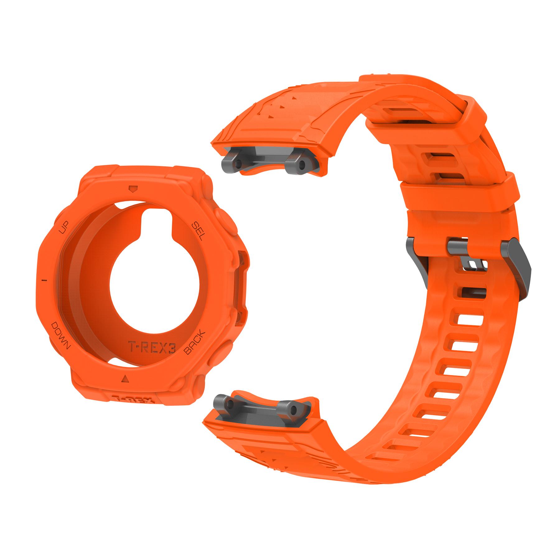 

Для Huami Amazfit T-Rex 3 Ремінець та Чохол для годинника такого ж кольору Одноколірний регульований браслет + Декоративна накладка For Amazfit T-Rex 3