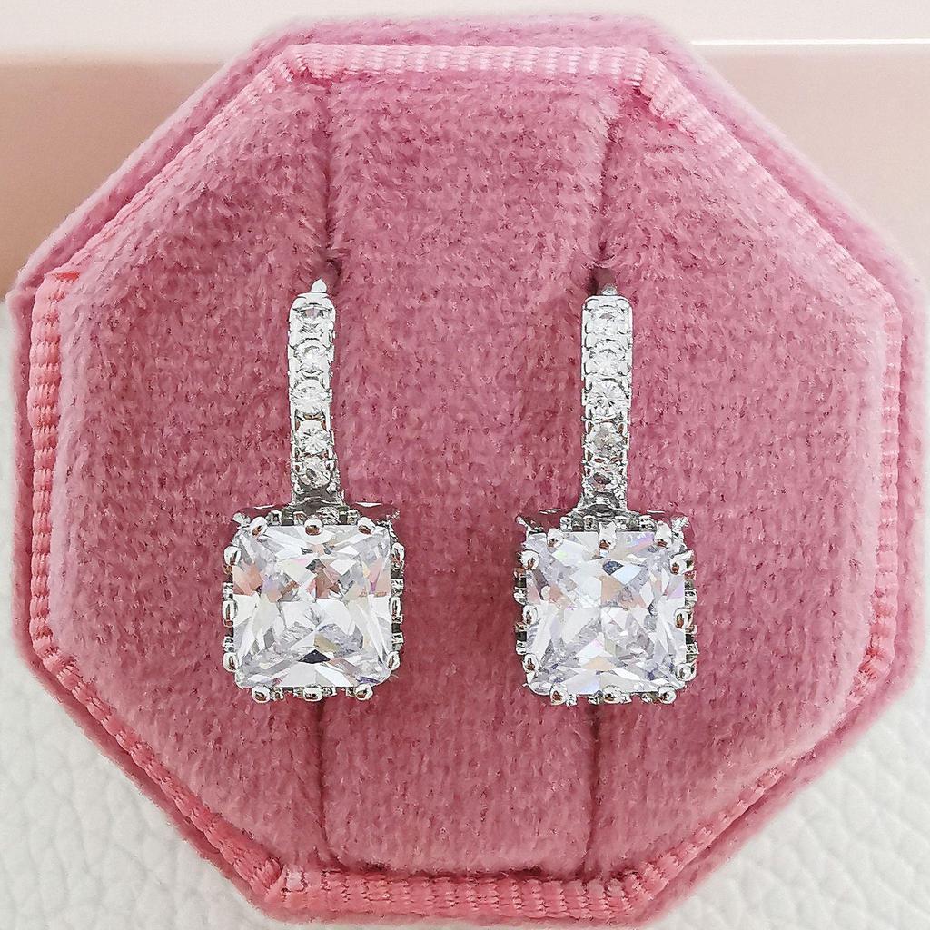 Sweet Zircon Stone Hoop Earrings – Korean Style