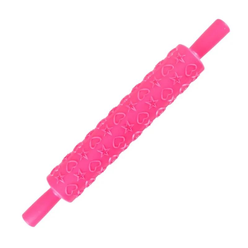 Hot Roller Cake Decorating Embossed Rolling Pins Textured Non-Stick Fondant Pastry Icing Clay Dough Roller Kitchen Baking Tools
