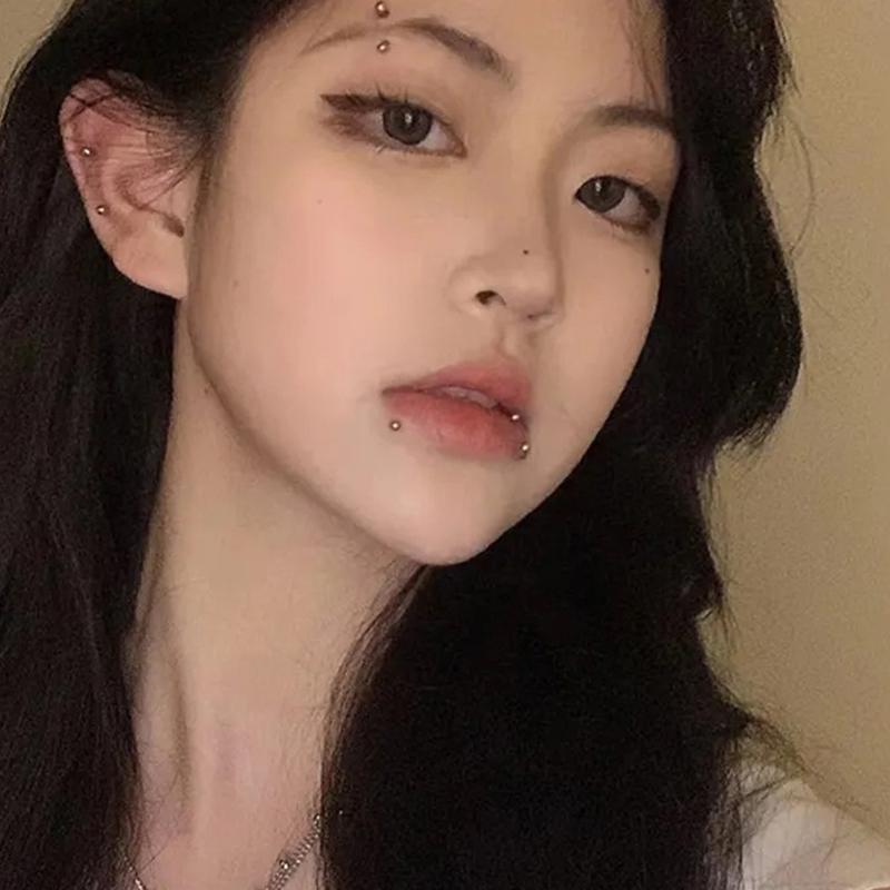 Fake Eyebrow Piercing Fake Lip Labret Studs Stick On Fake Nose Stud Facial Piercing Adhesive Face Jewelry Non Piercing Skin