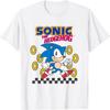 Camiseta Retrô Fofa do Sonic The Hedgehog Correndo por Anéis Dourados