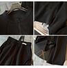 Women's Autumn Casual Sports Set: Slimming Black Long Sleeve Top & Wide Leg Pants