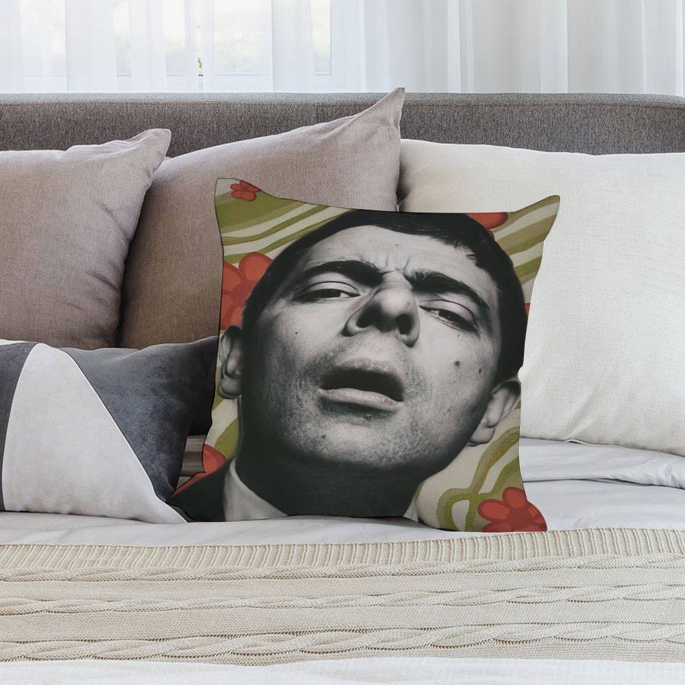 Vtipný obliečka na vankúš Mr. Bean Krátky plyš Dvojstranná potlač Štvorcové poťahy na vankúše Dekoračný vankúš na pohovku do domácnosti