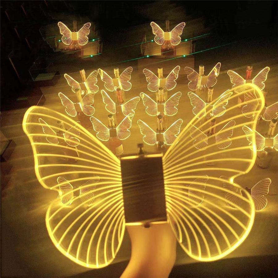 Rechargeable LED Strobe Baton Glowing Butterfly Wings LED Bottle Service Sparkler Champagne Flash Stick Wine Cap Bottle Topper
