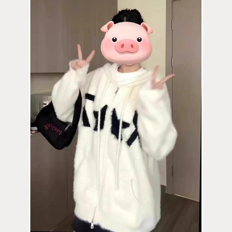 

Корейский модный бренд кардиган свитер мужской 2024 осень и зима новый круглый вырез вязаный свитер в стиле Гонконга Ins свободная куртка 3XL абрикосовый