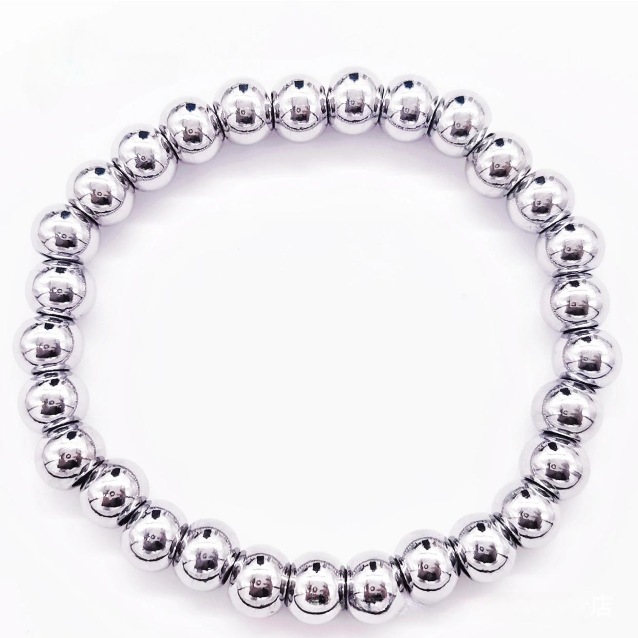 

Браслет из нержавеющей стали 8 мм, женский браслет из бисера для женщин и мужчин, ювелирные изделия, браслет для пары, браслет-подвеска, ювелирный аксессуар, подарок серебряный