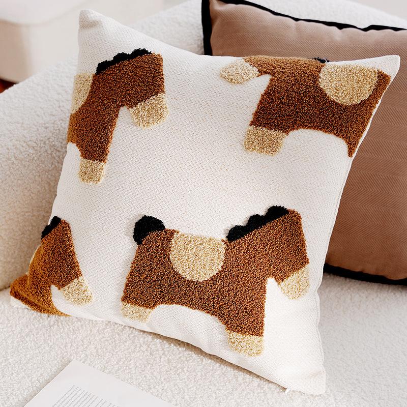 45x45CM Nordischer Einfacher Kissenbezug zum Überwerfen Bestickt Plüsch Niedliches Tier Sofa Kissen Lendenkissen Heim Dekoration Kissenbezug