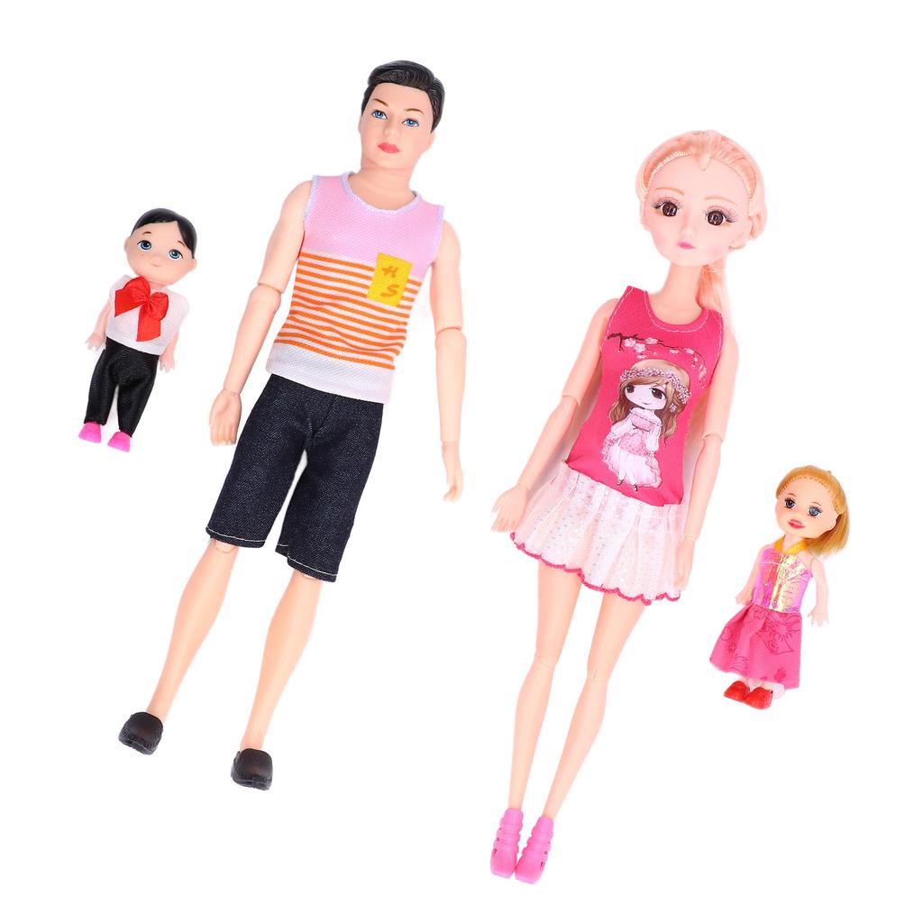 Family Doll Set Dad Pregnant Mom Female Male Baby Beautiful Clothes Educational Joint Dolls