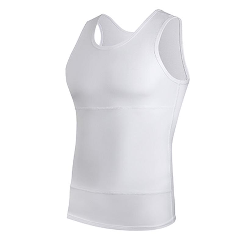 

TikTok Style Men s Slimming Vest: High Elastic Fitness Chest Binder & Abdomen Control Sleeveless Body Shaper. XL білий