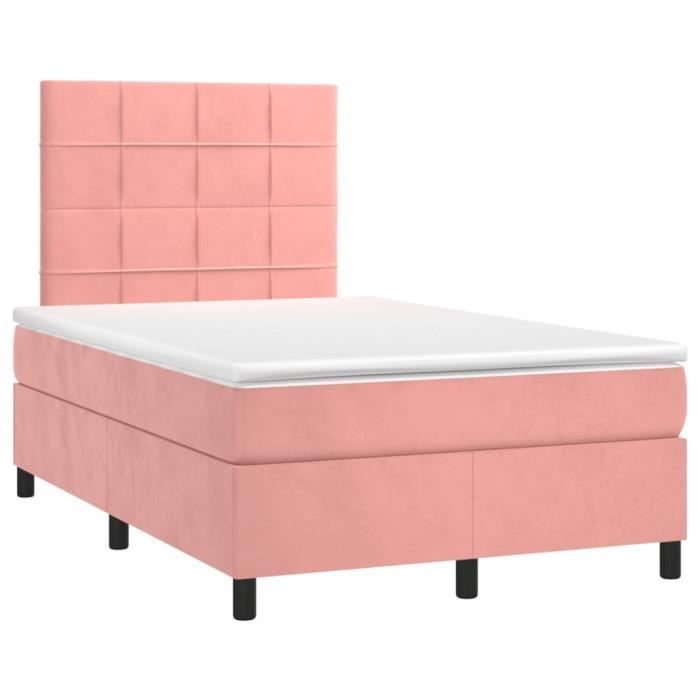 3143018 vidaXL Lit à sommier tapissier avec matelas Rose 120x200 cm Velours