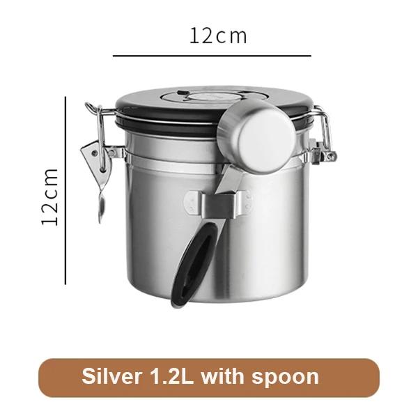 

304 Stainless Steel Coffee Beans Vacuum Storage Jar with Spoon Large Capacity Airtight Container Grains Nut Keep Fresh Storage