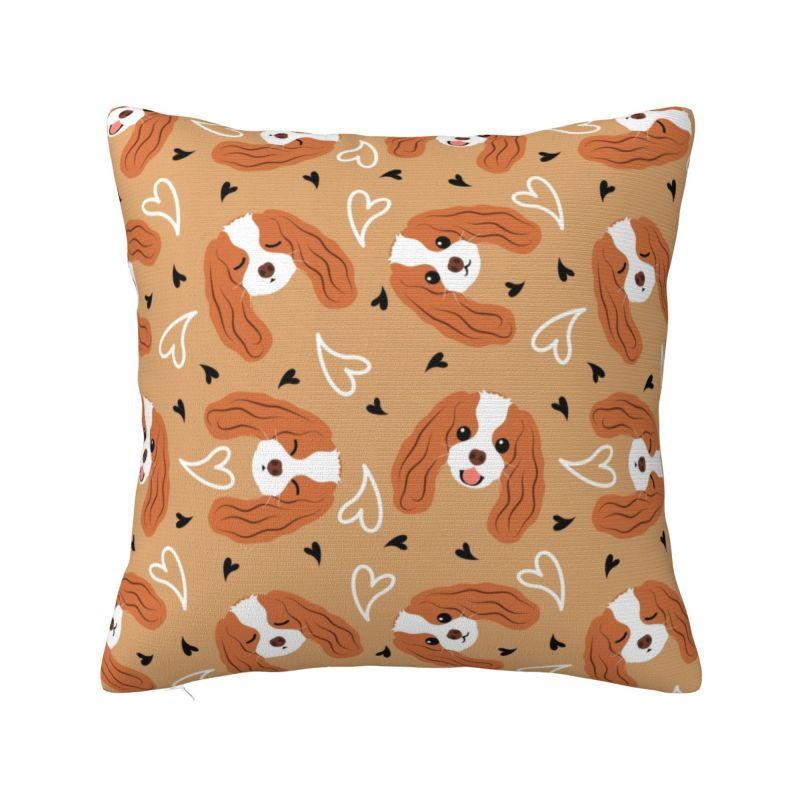 Custom Modern Cavalier King Charles Spaniel Cushion Cover for Sofa Velvet Cartoon Dog Pillow Case Bedroom Decoration