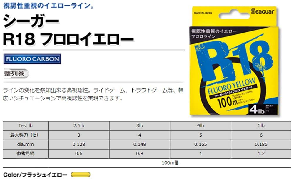 Seaguar R18 Fluoro Yellow Fishing Line, 100m, 3lb