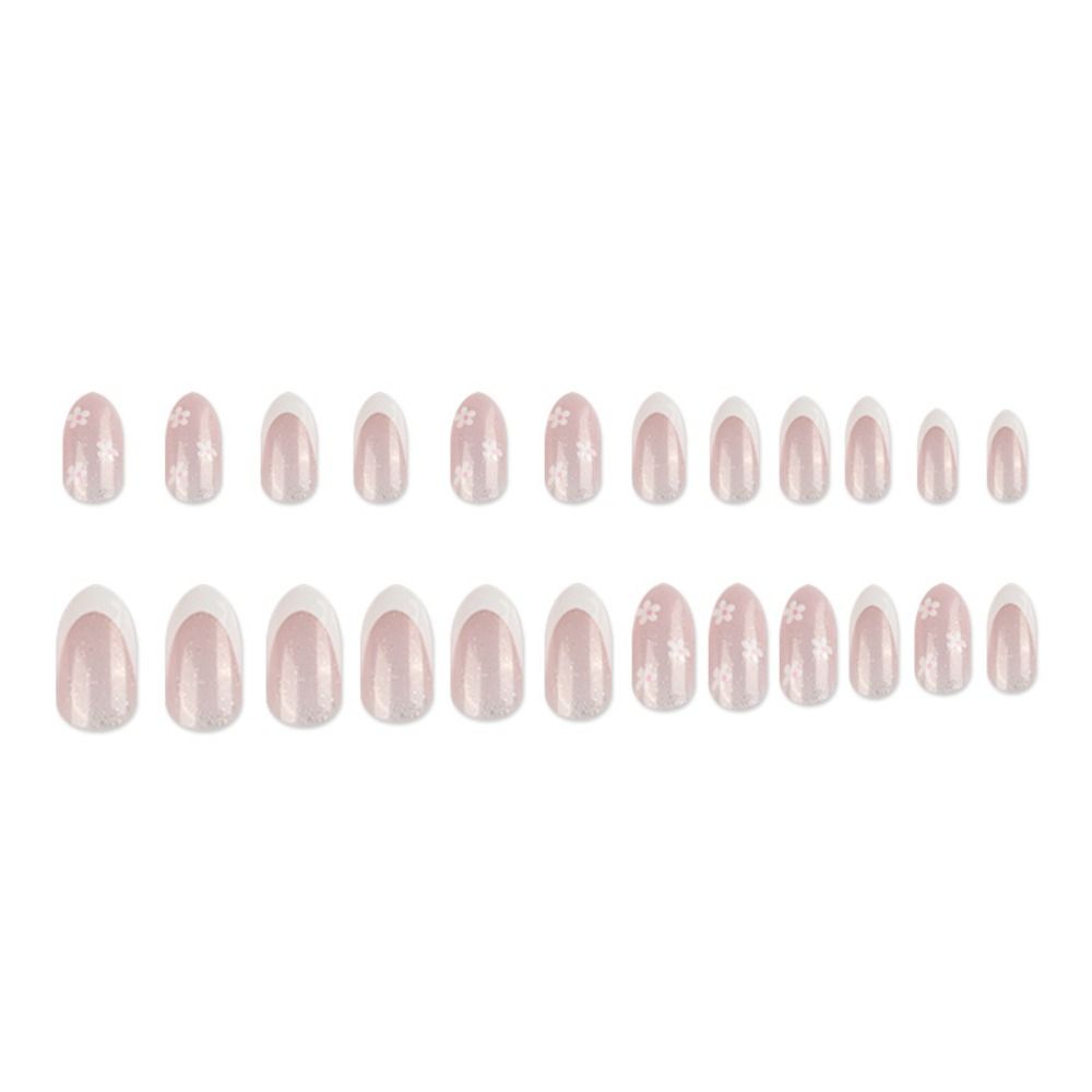 Detachable Press On Nails DIY Simple French False Nails Long Almond
