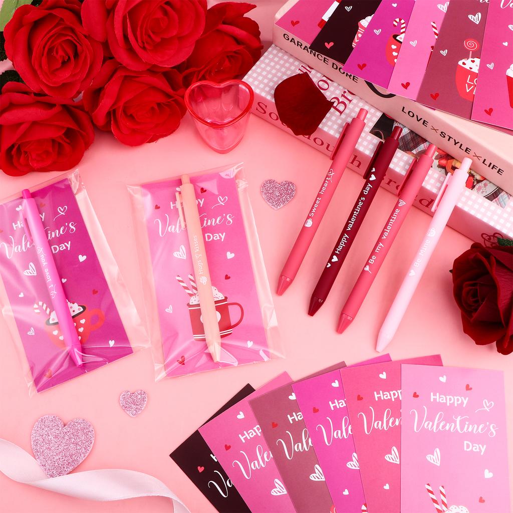 24 Pcs Valentines Day Gifts Heart Ballpoint Pens Valentine'S Day Party Favors Valentines Appreciation Gifts For Women Men Cowork