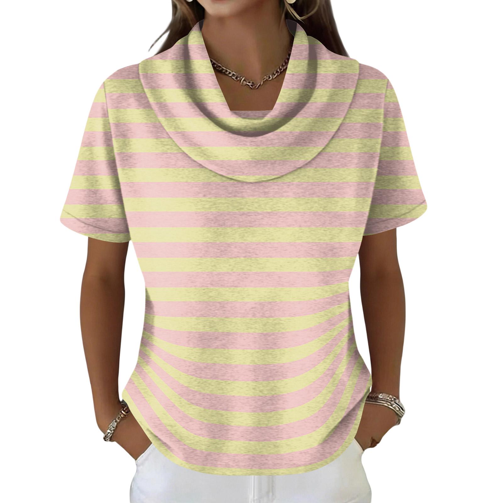 

Жіночий повсякденний та модний круглий виріз короткий рукав принт топ светр L жовтий