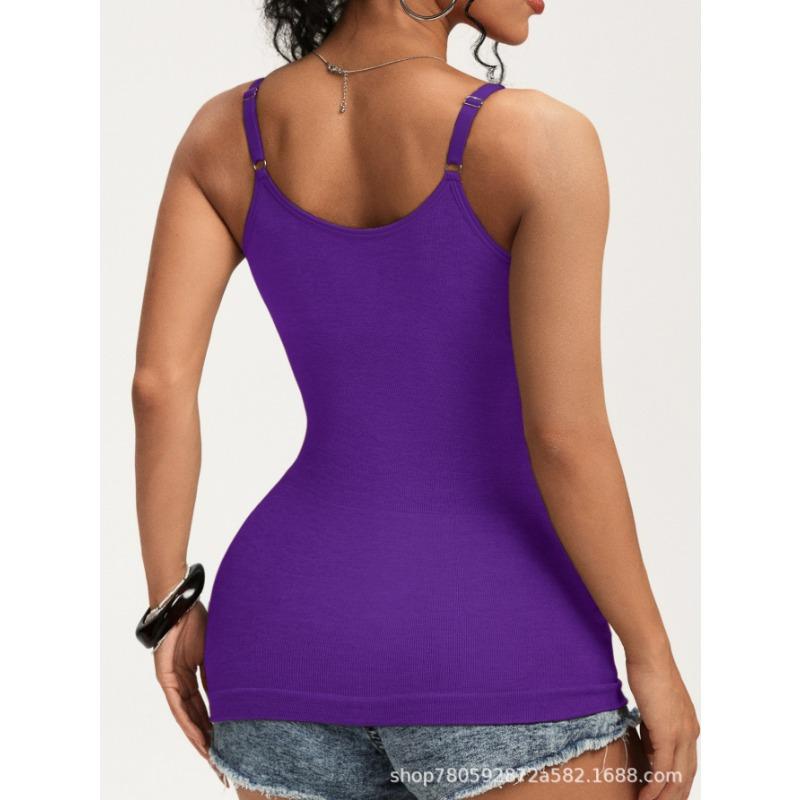 Women's White Seamless Shaping Camisole Deep V Neck Tummy Control Shapewear Tank Top