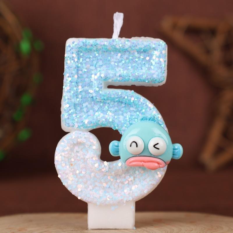 Ugly Fish Cartoon Number Birthday Candle Cake Decoration Holiday Birthday Celebration Handmade Candle 0-9diy