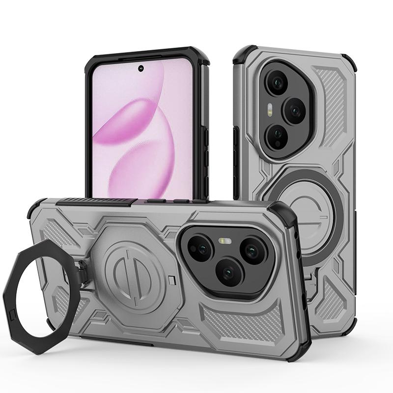 KEYSION Shockproof Magnetic Case for HONOR 400 Pro 5G Upright Live Metal Ring Stand Phone Back Cover for Huawei Honor 400 5G