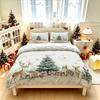 Deer Christmas Tree Snow Scene Duvet Cover Set 3 Piece Queen Size Soft Cozy Bedding Winter Holiday Gift for Family