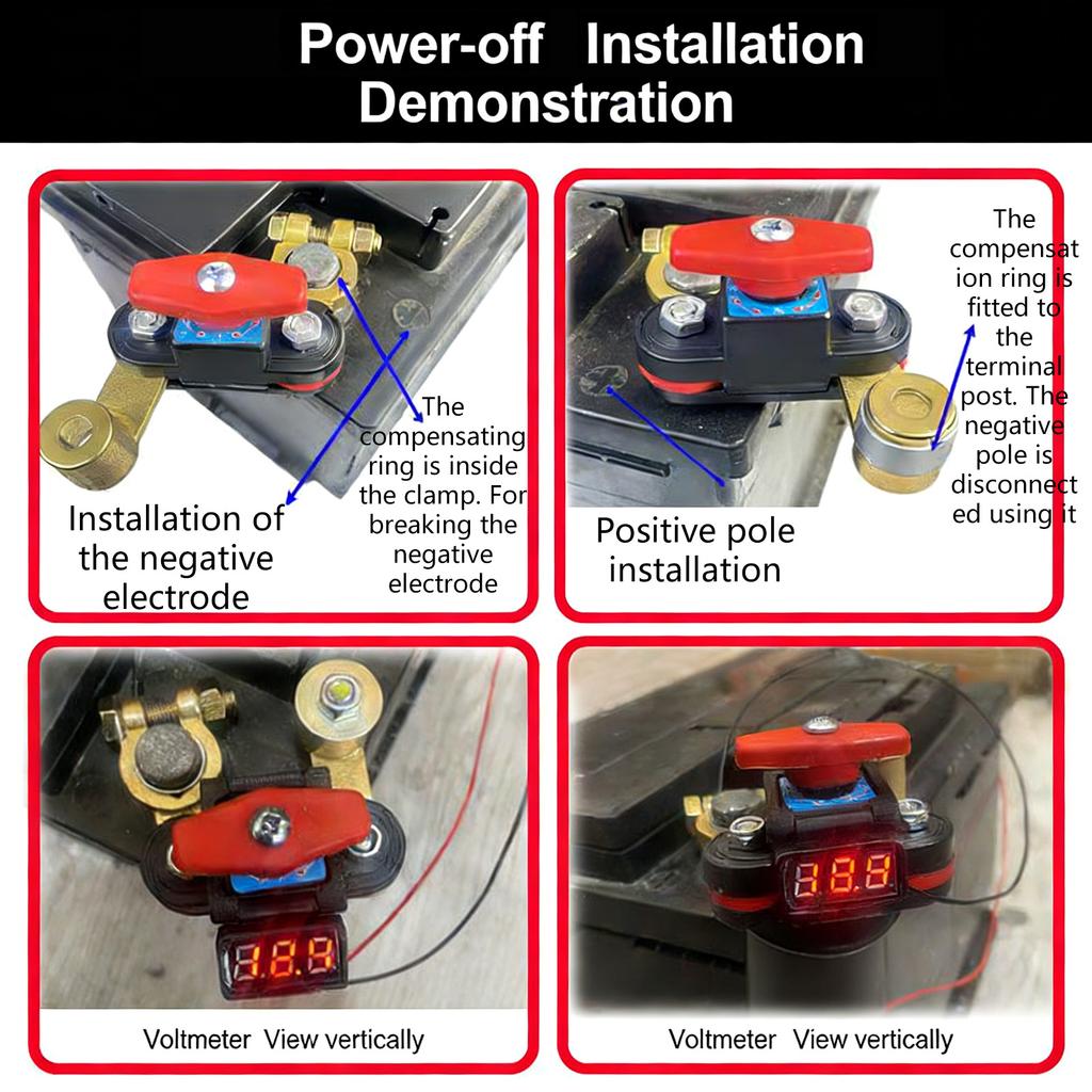 Car Battery Power Cut-Off Switches Breaker With Voltage Display Disconnect Switches For Automotive Electrical Safety