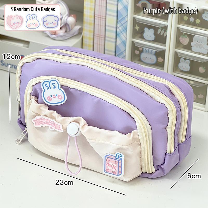 High-Capacity Cute Pencil Case for Girls - Perfect for Elementary and Junior High Students