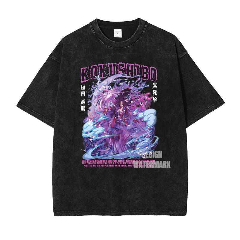 

Men s Version Demon Slayer Main Character Print T-shirt Vintage Washed Style Suitable for Street style Casual Wear S