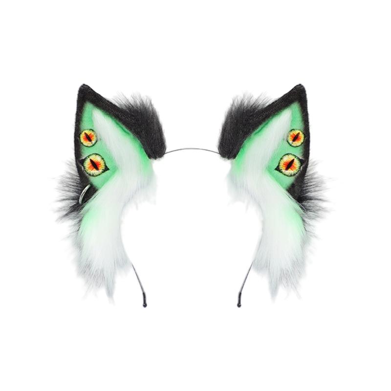 

Devil Cthulhu Ear Hairband Costume Headpiece with Bendable Frame Plush Ear For Roleplay Enthusiasts and Halloween Event зелений