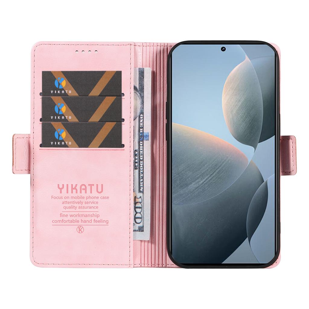 YIKATU YK-007 For Xiaomi 14T Case Side Buckle PU Leather Phone Cover Litchi Texture