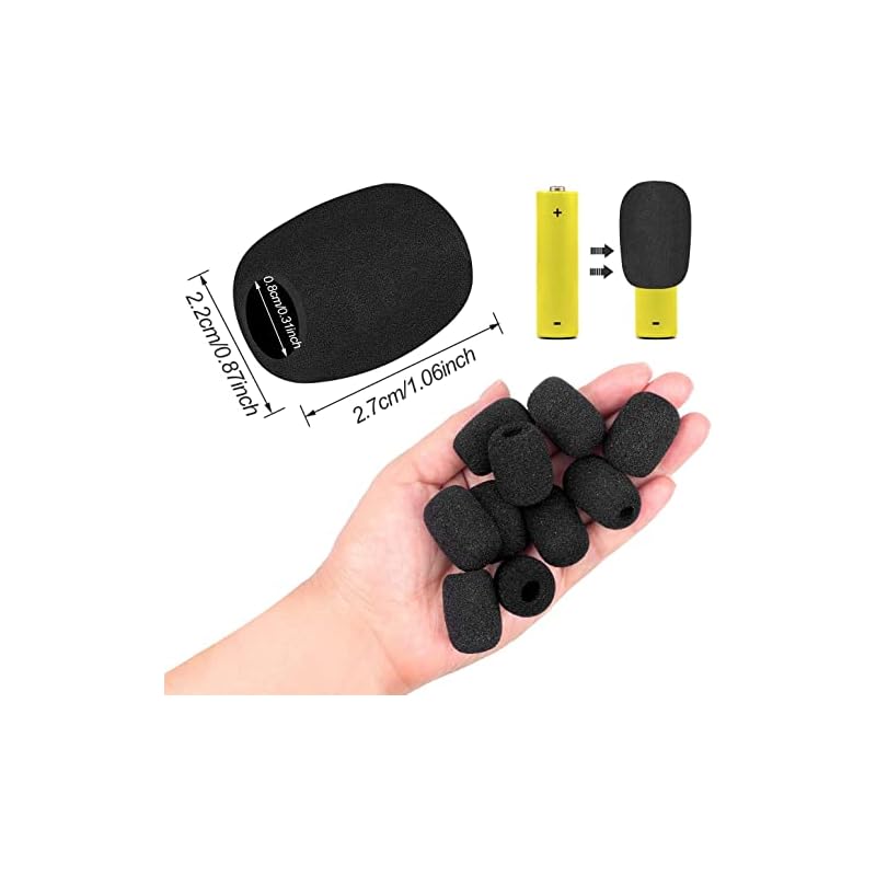 Microphone Sponge for Sound Pickup, 10 Pieces, Headset Noise Reduction, Intercom Microphone Windscreen, Megaphone Noise Reduction, Microphone Cover,