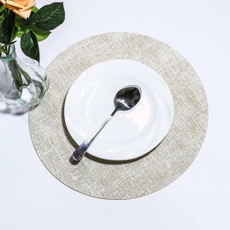 

Round PU Leather Placemats Dual-Sided Non-Slip Heat-Resistant Table Mats Home Hotels Dining 33x33cm 1pc