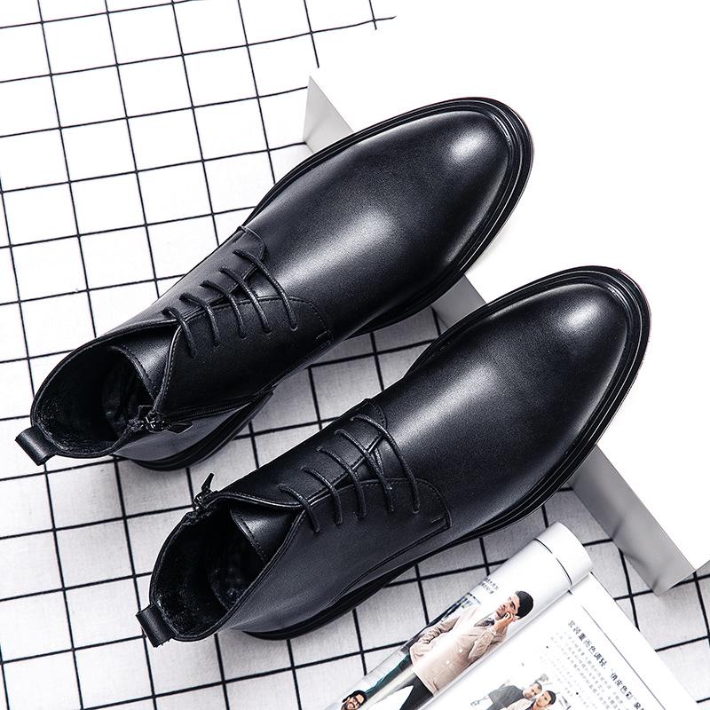Men's British Style Pointed Toe Leather Chelsea Boots - Korean Design, Formal & Casual, Large Sizes Available