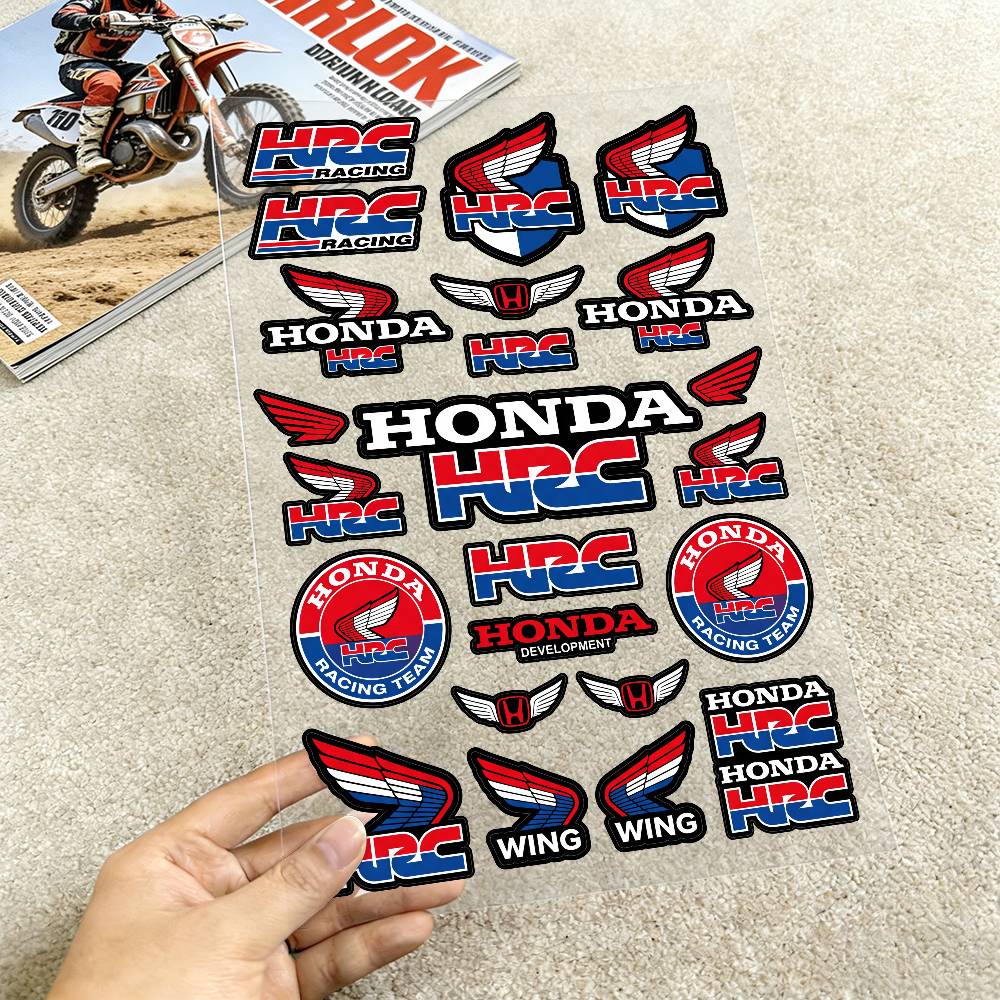 FOR HONDA HRC H WING Motorcycle Reflective Stickers Waterproof Decals for Helmet Scooter Fuel Tank Toolbox Racing XL0