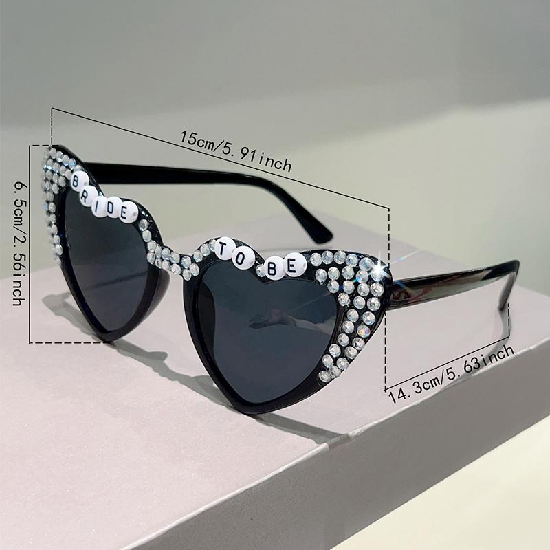 Cute Heart Shaped Sunglasses with Rhinestones Fashion Bride To Be Decor Shades Trendy Original Handmade Sun Glasses
