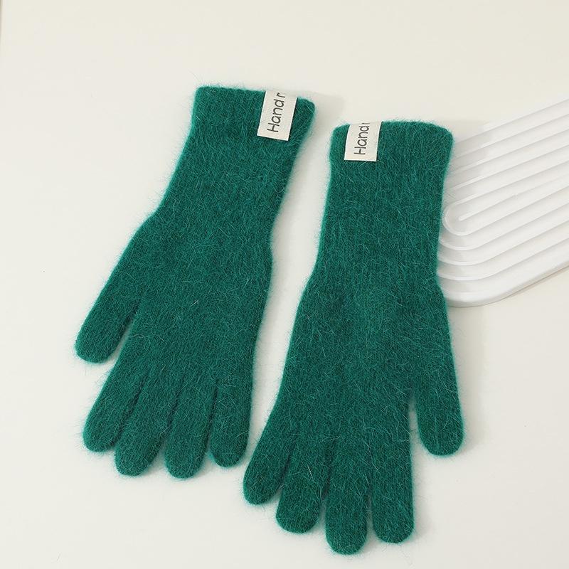 

Winter Knitted Gloves Stretchy Warm Gloves Solid Color Fingered Gloves For Cold Weather Girls Men Women And Teens Winter Mittens as the picture