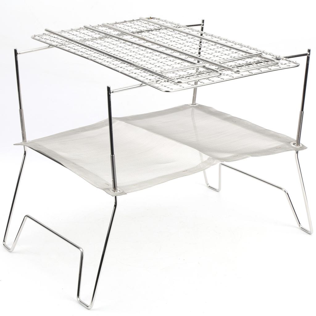 Edelstahldraht Outdoor Grillofen Faltbarer Grill mit Backnetz BBQ Camping