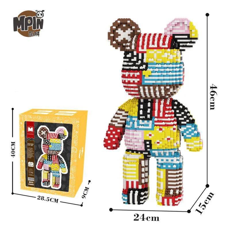 46cm Fluid Art Bear Building Blocks Kawaii Violent Bear Half Anatomy Bear Brick Figure Model Mini Bricks Toys for Birthday Gift