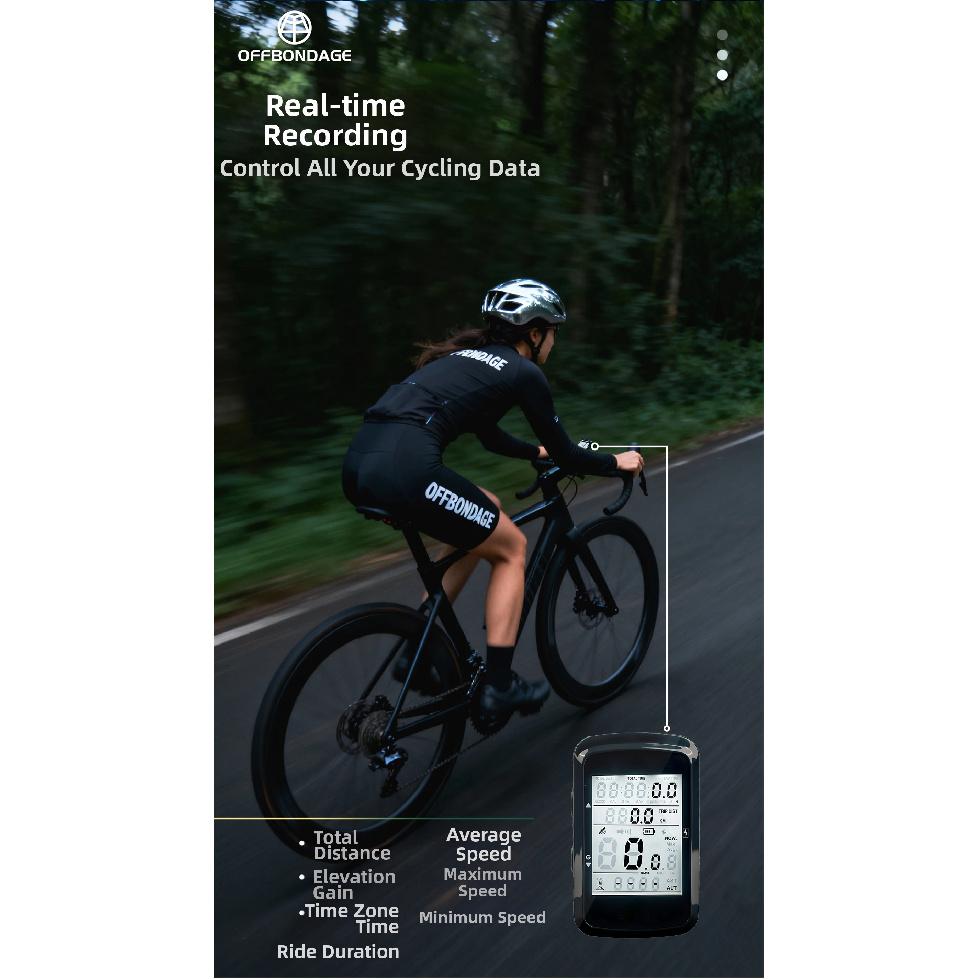 OFFBONDAGE Bicycle Computer Wireless GPS Bike Speedometer MTB Road Bike Cycling Odometer USB Rechargeable Digital Stopwatch