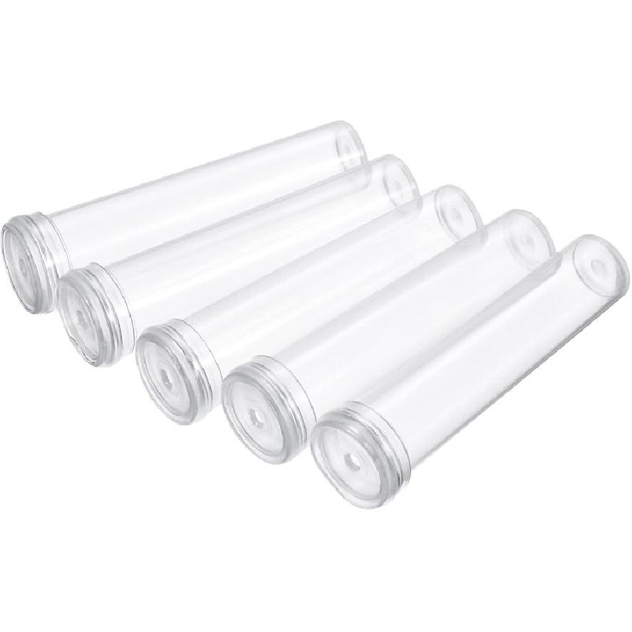 MECCANIXITY 50 Pcs Floral Water Tubes with Caps 2.8  Plastic Flower Vials for Fresh Plants, Flower Arrangements, Milkweed Cutting (Clear)