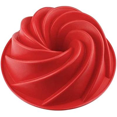 Silikon-Kuchenform / Spiral-Silikon-Kuchenform, Form aus BPA-freiem Silikon und FDA-zugelassen, hitzebeständig bis 240°, (24 cm/rote Farbe)
