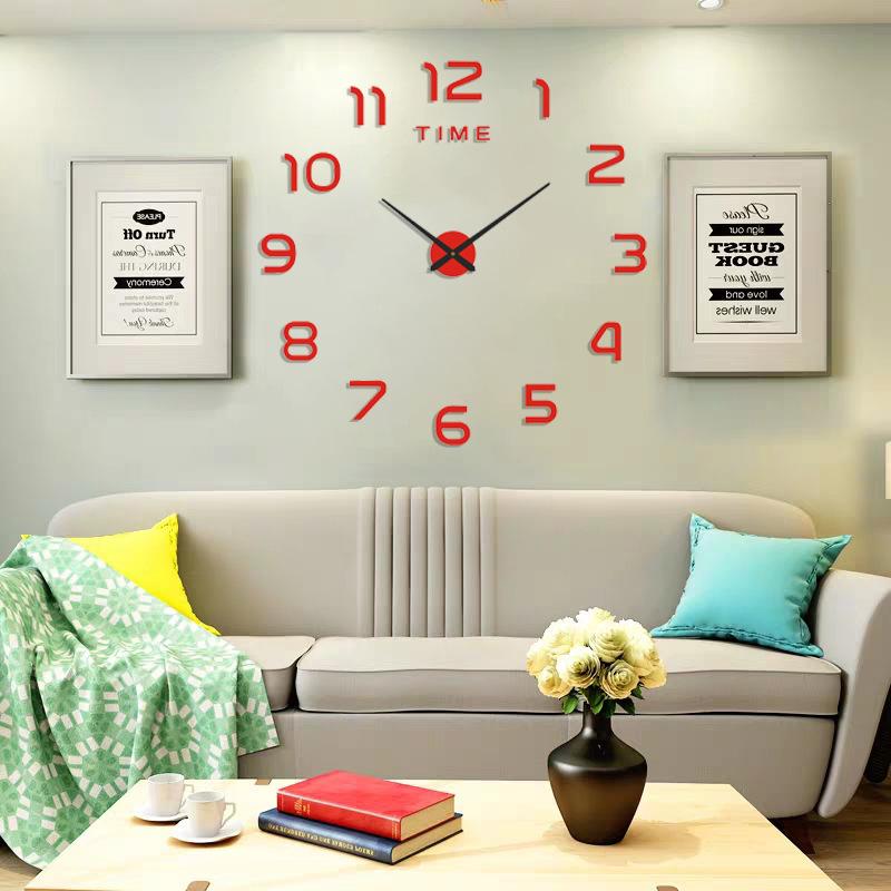Creative, Minimalist, Large-sized Digital Wall Clock, Acrylic 3D Wall Clock, European Style Living Room Wall Sticker Clock, DIY Wall Clock
