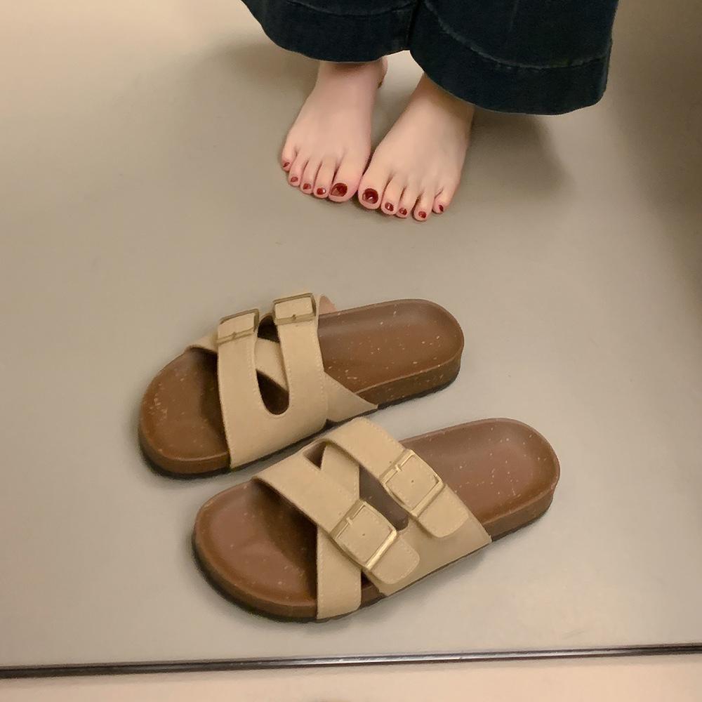 

крутые шлепанцы на толстой подошве одним словом женские летние для улицы весенние новые обувь больших размеров повседневные пляжные сандалии 40 абрикосовый