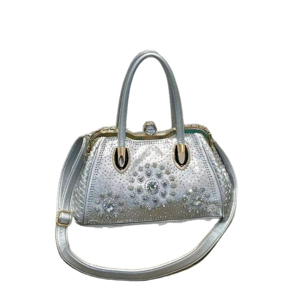 2025 New Handheld Diamond inlaid Woven Bag Trendy Single Shoulder Crossbody Bag