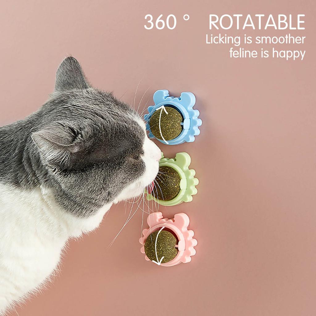 Catnip Wall Balls, Toys For Cats, Catnip, Wall Roller For Cats, Teeth Cleaning, Naturally Rotating For Indoor Use