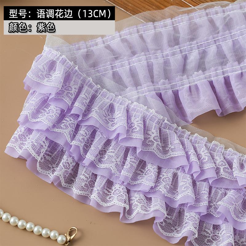 13cm Wide White Black Three Layers Lace Trim Ribbon Pleated Mesh Chiffon Fabric For Sewing Dress Decor Collar Hair Accessories