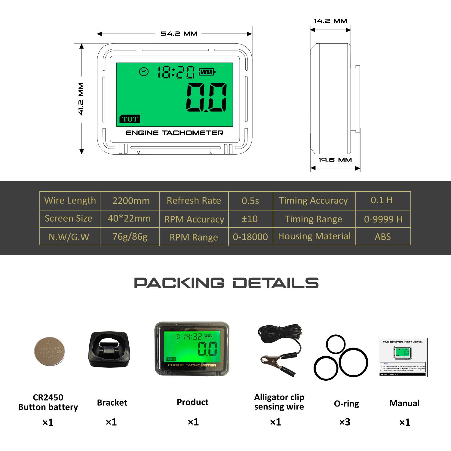 

Многофункциональный мотоциклетный тахометр с зеленой подсветкой, часы с цифровым дисплеем, счетчик часов, автоматический сменный аккумулятор для сна