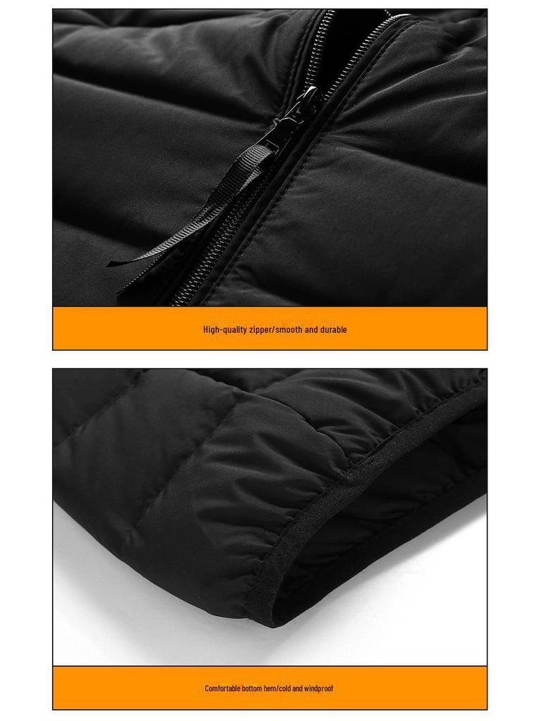 Men's Autumn/Winter Lightweight Down Vest with Stand-Up Collar - Large Size, Loose Fit