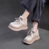 Fashion GKTINOO 2025 Spring New Thick Soled Increased Height Genuine Leather Splicing Breathable Mesh Women's Flat Platform Shoes