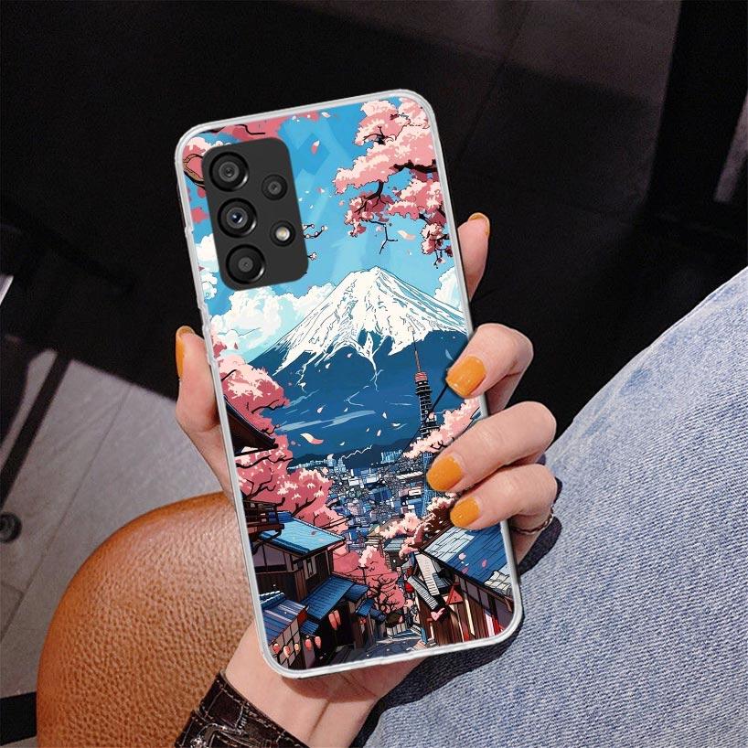 Japanische Kirschblüte Mount Fuji Handyhülle Für Samsung Galaxy A52 A32 A22 A12 A51 A31 A50S A30S A20S A10S Note 20 Ultra 10 Plus S10 A
